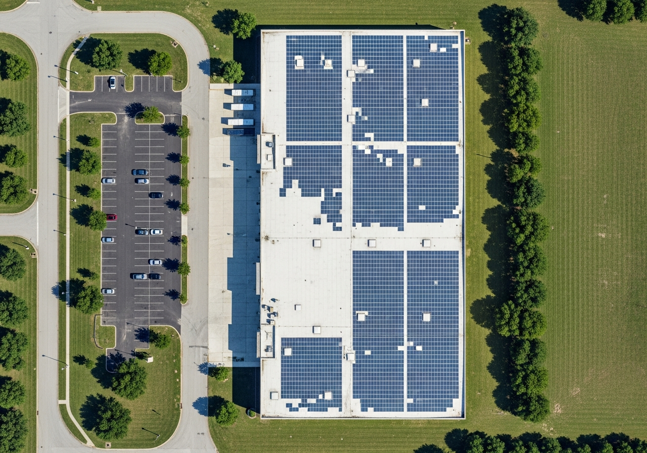 Solar panel installation overlay — commercial building